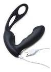 Alpha Pro 7x P-Strap Milker Silicone Rechargeable Vibrating Prostate Plug with Milking Bead, Cock and Ball Ring and Remote Control - Black