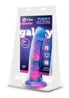 B-Vibe Galaxy Silicone Dildo with Suction Base - Blue/Pink - 7in