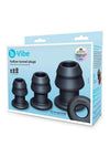 B-Vibe Hollow Tunnel Plugs Silicone Anal Training - Black - 3 Piece/Set