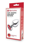 B-Vibe Stainless Steel Jewel Butt Plug - Red/Silver - 3.25in