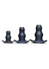 B-Vibe Triple Ripple Hollow Tunnel Plugs Silicone Anal Training - Black - 3 Piece/Set