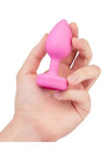 B-Vibe Vibrating Heart Shape Jewel Rechargeable Silicone Anal Plug with Remote - Pink - Medium/Small