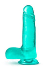 B Yours Plus Rock N' Roll Realistic Dildo with Balls - Teal - 7.25in