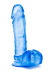 B Yours Sweet N' Hard 2 Dildo with Balls - Blue - 7.75in