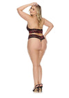 Barely Bare Criss-Cross High Neck Teddy - Black - Plus Size/Queen