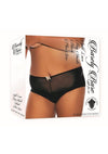 Barely Bare Split Lace Boy Shorts - Black - Plus Size/Queen