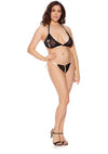 Barely Bare Tie-Up Bralette and Open Panty - Black - Plus Size/Queen - 2pc