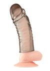 Blue Line Ribbed Realistic Penis Enhancing Sleeve Extension - Smoke - 6in