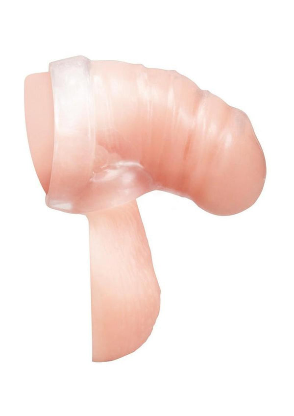 Blueline Silicone Chastity Cage with Ball Loop and Pisshole