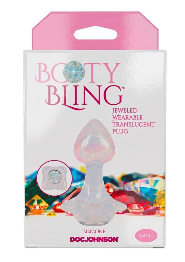 Booty Bling Jeweled Wearable Translucent Silicone Anal Plug - Clear - Small