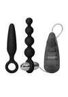 Booty Call Booty Vibro Kit Silicone Vibrating Butt Plug and Anal Beads - Black