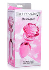 Booty Sparks Pink Rose Glass Anal Plug - Pink - Large