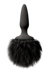 Bunny Tails Mini Silicone Butt Plug - Black Fur - Black