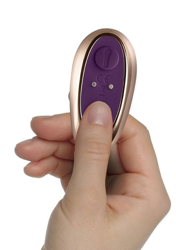 Cocktail Rechargeable Silicone Couples Vibrator with Remote Control - Purple/Rose Gold