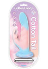 Cotton Candy Cotton Tail Liquid Silicone Rechargeable Vibrating Rabbit Dildo with Suction Cup - Multicolor - 8in
