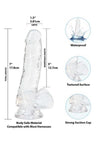 Crystal Addiction Dildo with Balls - Clear - 7in