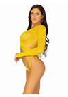 Daisy Lace Wrap-Around Crop Top and Side Tie Panty - Yellow - One Size