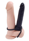 Fetish Fantasy Series Double Trouble Strapless Strap-On Dildo with Dual Cock Rings - Black - 5.5in