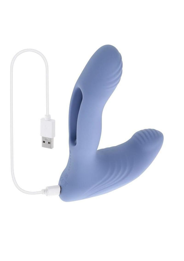 Gender X Flapjack Rechargeable Silicone Vibrating Dildo with Clitoral Stimulator
