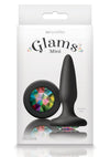 Glams Mini Silicone Butt Plug Rainbow Gem - Black/Multicolor - Small