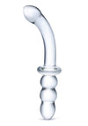 Glas Ribbed G-Spot Glass Dildo - Clear - 8in