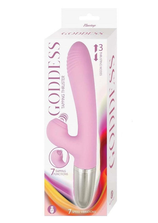 Goddess Tapping Thruster Rechargeable Silicone Vibrator with Clitoral Stimulator
