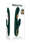 Golden Goddess Rechargeable Silicone Vibrator with Clitoral Stimulator - Green