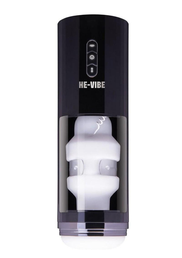 He-Vibe Thrust and Bust Rechargeable Oral Masturbator - Black/Frost