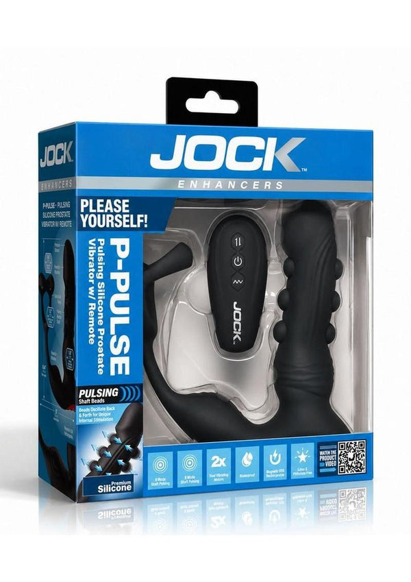 Jock P-Pulse Pulsing Rechargeable Silicone Prostate Vibrator with Remote - Black