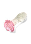 Juicy Glass Rose Glow In The Dark Butt Plug - Clear/Glow In The Dark/Pink