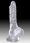 King Cock Dildo with Balls - Clear - 4in