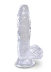 King Cock Dildo with Balls - Clear - 5in