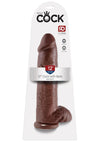 King Cock Dildo with Balls - Chocolate - 12in