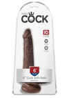 King Cock Dildo with Balls - Brown/Chocolate - 6in