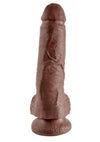 King Cock Dildo with Balls - Chocolate - 8in