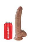 King Cock Dildo with Balls - Caramel/Tan - 9in