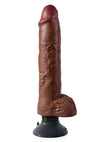 King Cock Vibrating Dildo with Balls - Chocolate - 10in