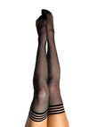 Kixies Angelica Rhinestone Fishnet Thigh Highs - Size C - Black - Large
