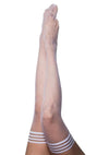 Kixies Sammy Fishnet Thigh High - Size C - White - Large