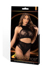 Lapdance Lingerie Crop Top and High Waist Hot Pants (2 Piece) - Os - Black
