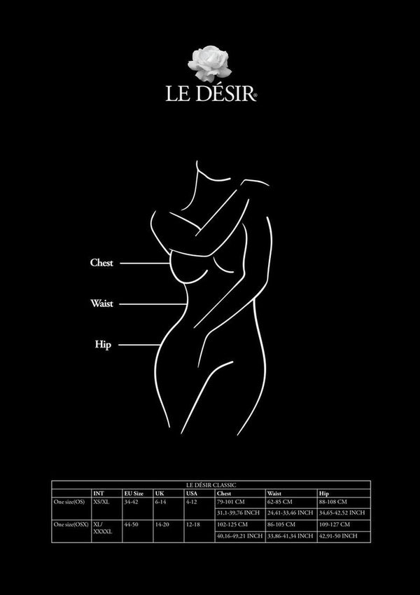 Le Desir Contrast Suspender Bodystocking - Black - One Size
