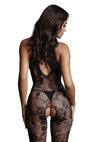 Le Desir Criss Cross Neck Bodystocking - Black - One Size