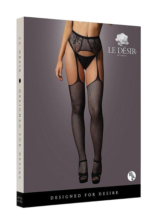 Le Desir Fishnet and Lace Garterbelt Stocking - PATS Inc.