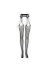 Le Desir Shredded Suspender Pantyhose - Black - One Size