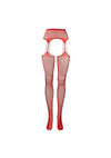 Le Desir Suspender Rhinestone Pantyhose - Red - One Size