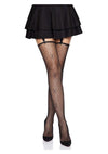 Leg Avenue Daisy Dot Fishnet Stockings with Scalloped Top - Black - One Size