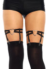 Leg Avenue Dual Strap Elastic Garter Suspender with Heart - Black - One Size