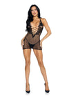 Leg Avenue Floral Applique Net and Lace Mini Dress