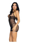 Leg Avenue Floral Applique Net and Lace Mini Dress