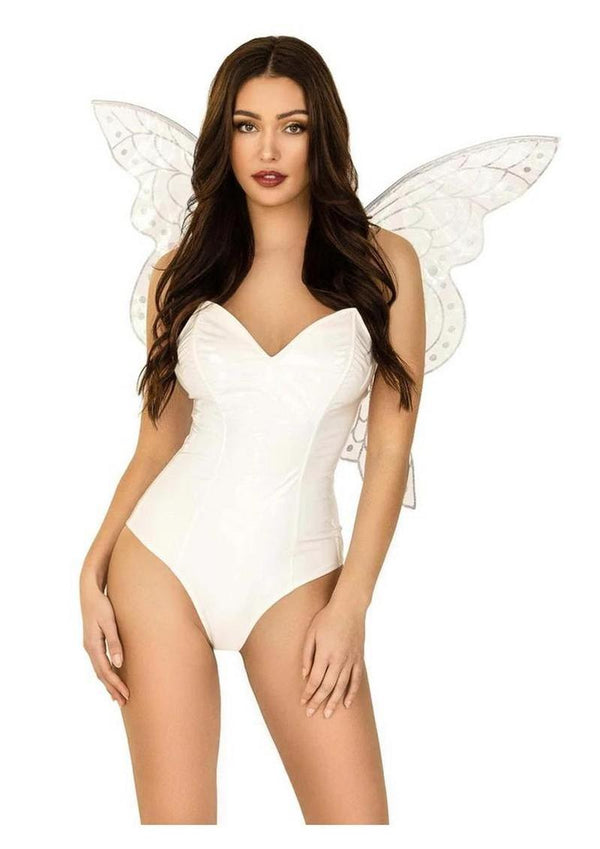 Leg Avenue Iridescent Glitter Fairy Wings with Flower Accent - Multicolor - One Size